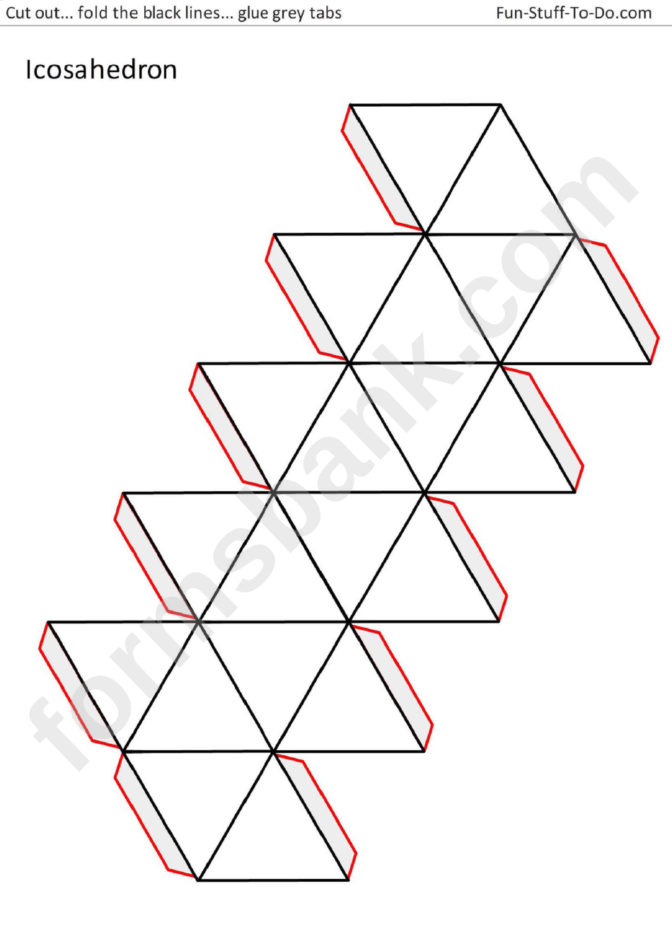 Icosahedron Template printable pdf download