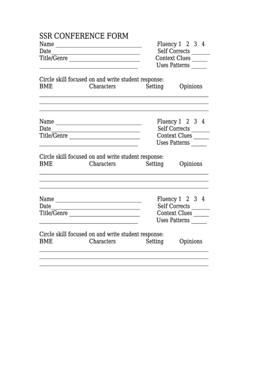 Ssr Conference Form Template Printable pdf