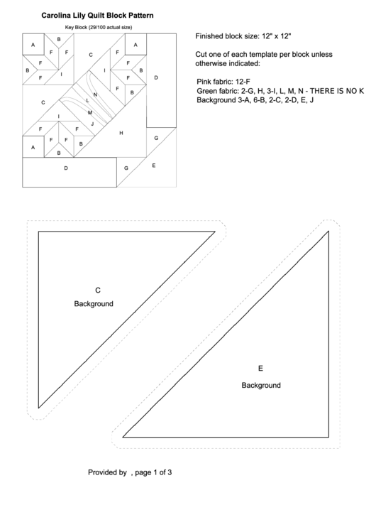Carolina Lily Quilt Block Pattern Template Printable pdf