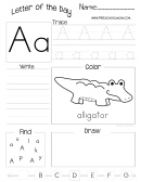 Letter Of The Day Worksheet - Letter A