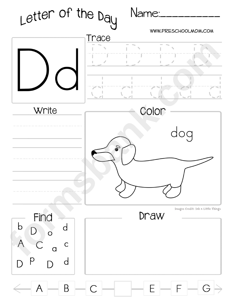 Letter Of The Day Worksheet Letter D Printable Pdf Download