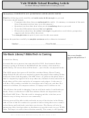 No-book Library Bibliotech Is Coming (1070l) - Middle School Reading Article Worksheet