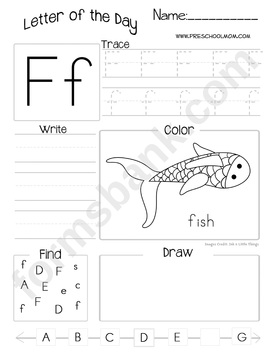 Letter Of The Day Worksheet - Letter F