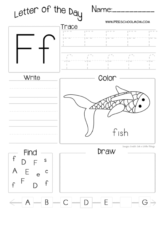 Letter Of The Day Worksheet - Letter F Printable pdf