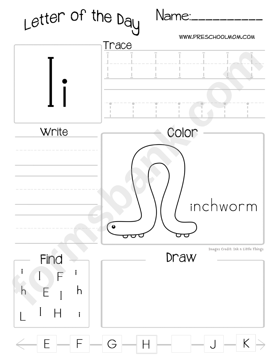 Letter Of The Day Worksheet - Letter I