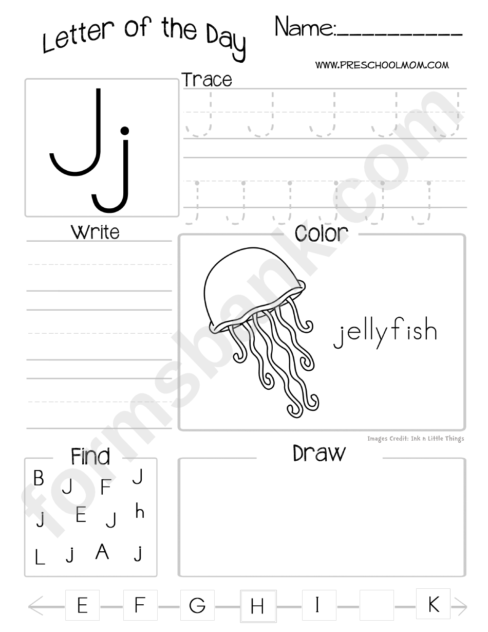 Letter Of The Day Worksheet - Letter J