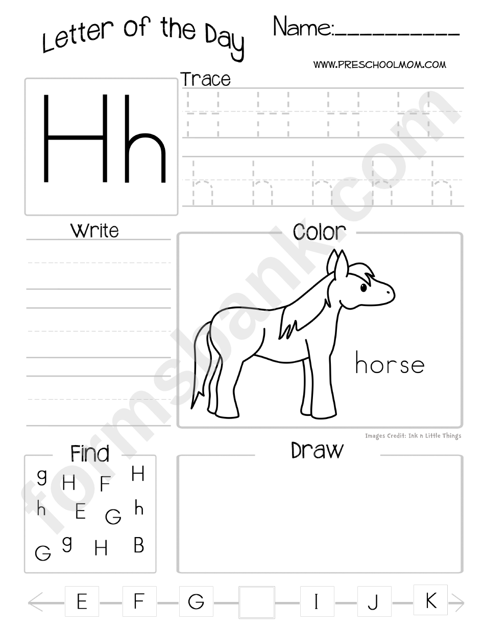 Letter Of The Day Worksheet - Letter H