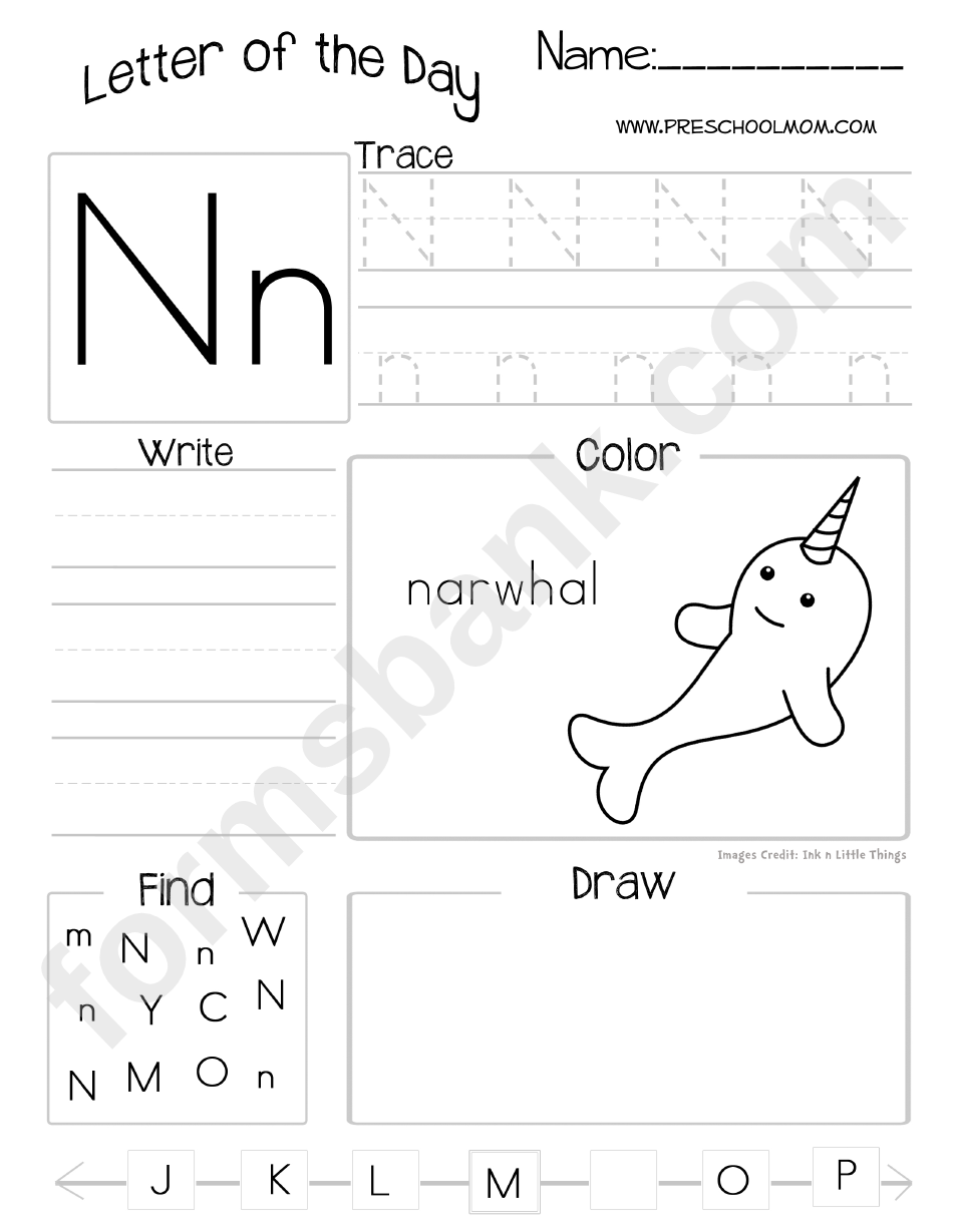 Letter Of The Day Worksheet - Letter N