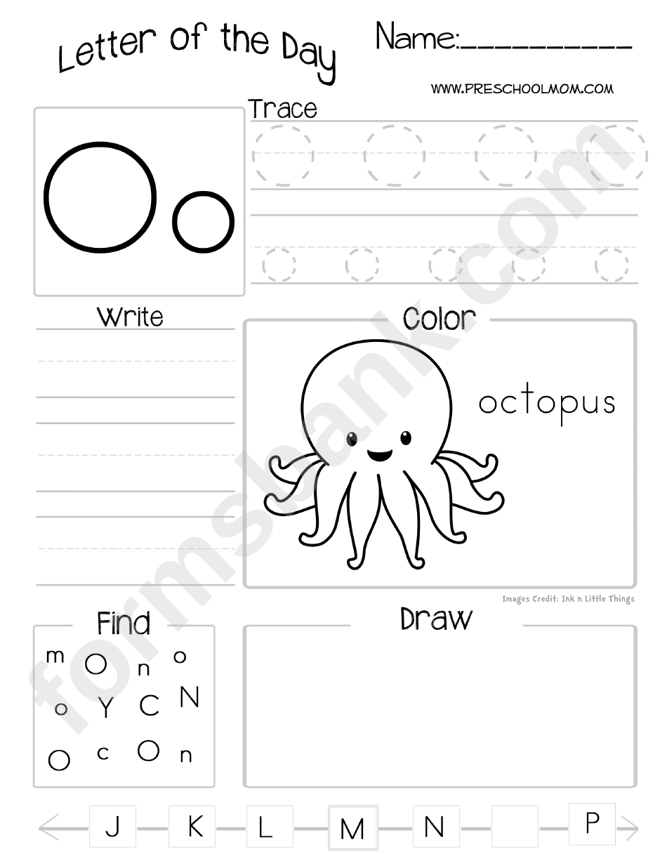 Letter Of The Day Worksheet - Letter O