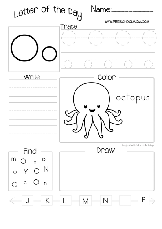 Letter Of The Day Worksheet - Letter O Printable pdf