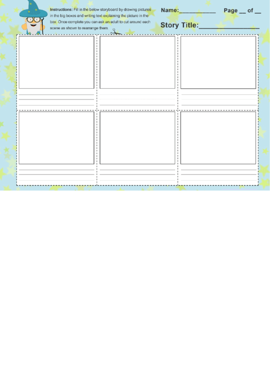 Storyboard Template For Kids - 6 Pictures With Explaining Text Printable pdf
