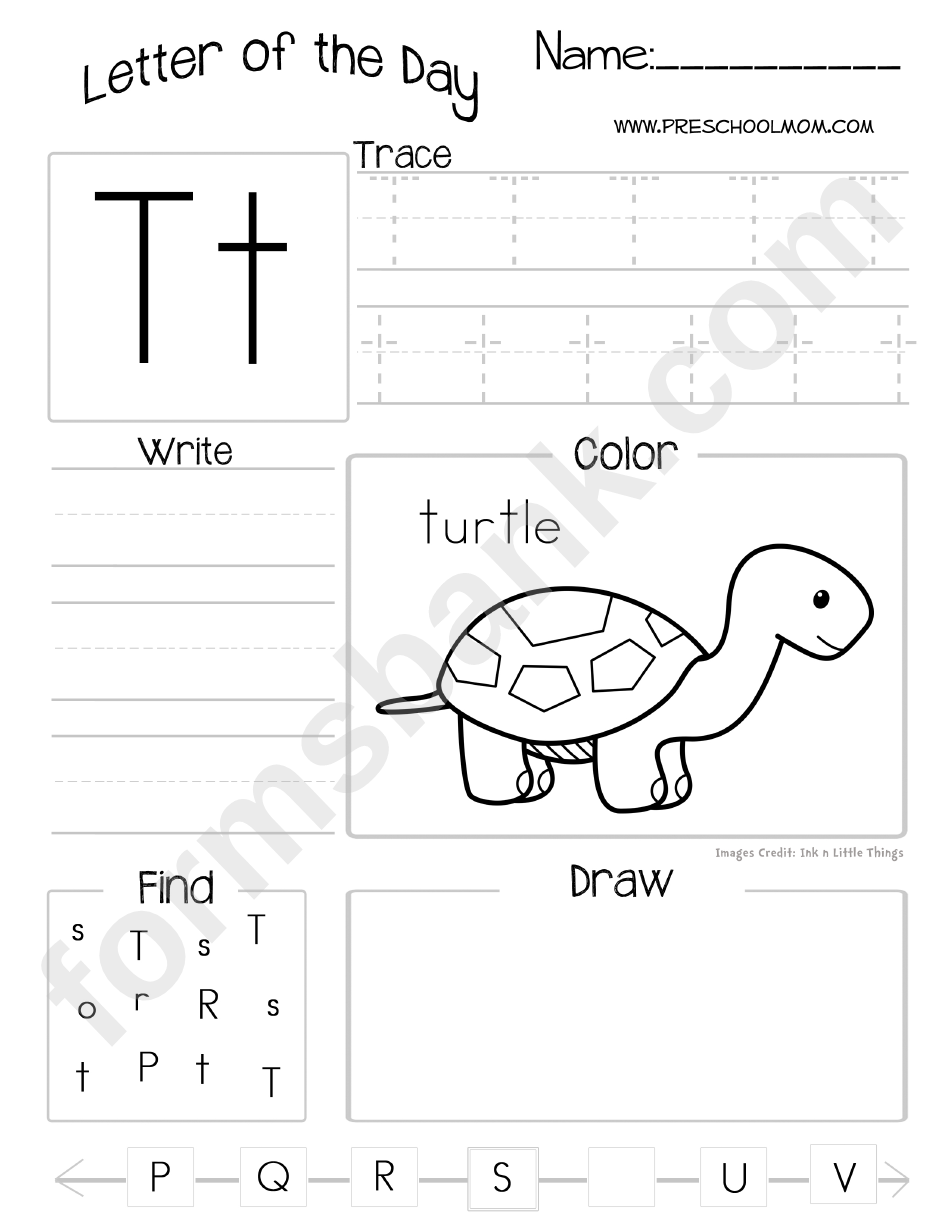 Letter Of The Day Worksheet - Letter T