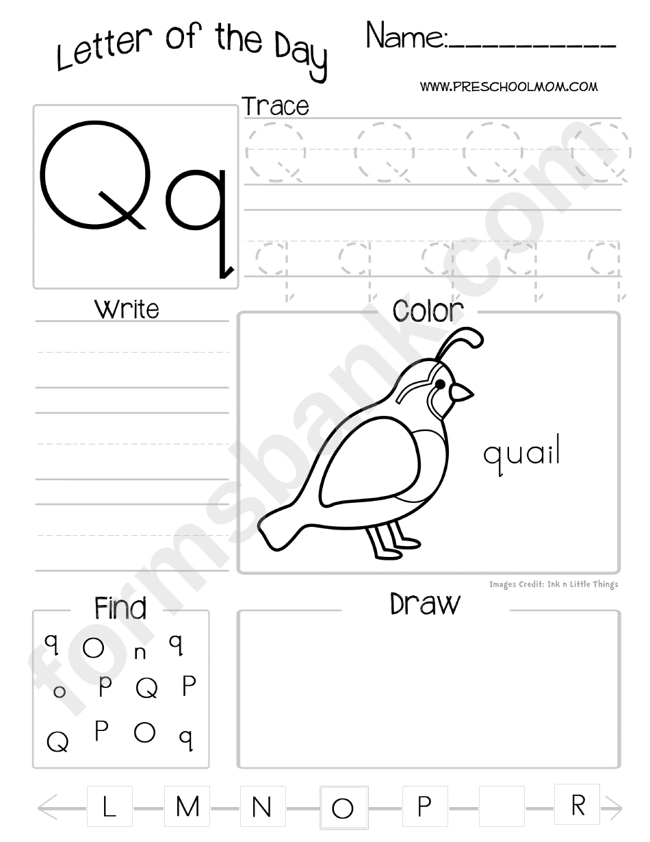 Letter Of The Day Worksheet - Letter Q