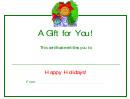 Happy Holidays Certificate Template - A Gift For You