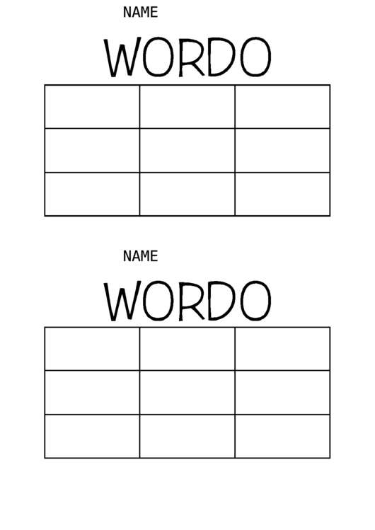 Wordo Worksheet Printable pdf