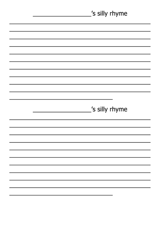 Silly Rhyme Template Printable pdf