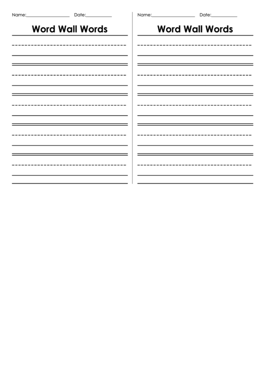 Word Wall Paper - English Worksheet Printable pdf