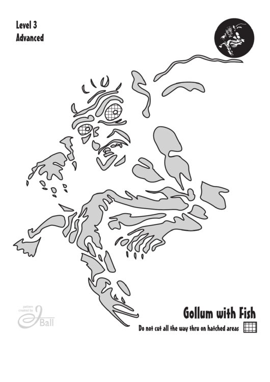 Gollum With Fish Pumpkin Carving Template Printable pdf