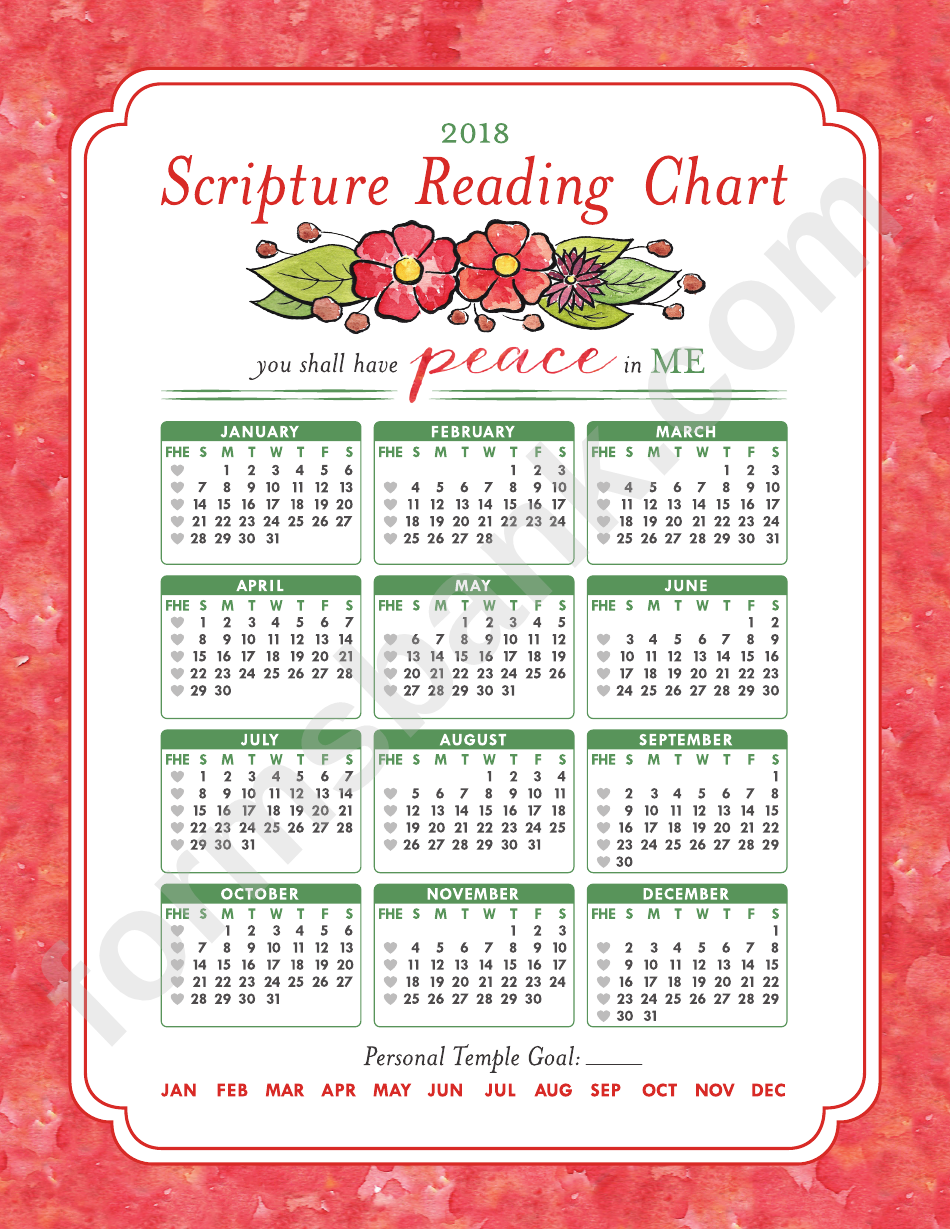 16 X 20 Inch Scripture Reading Chart - 2018