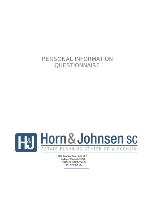 Personal Information Questionaire Form Printable pdf