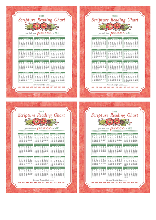 8.5 X 11 Inch Scripture Reading Chart - 2018