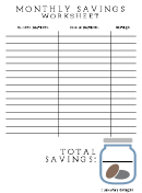 Monthly Savings Worksheet