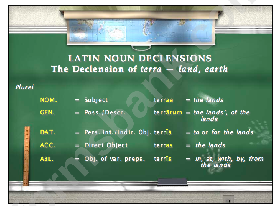 The Declension Of The Latin Noun "Terra" Classroom Poster Template