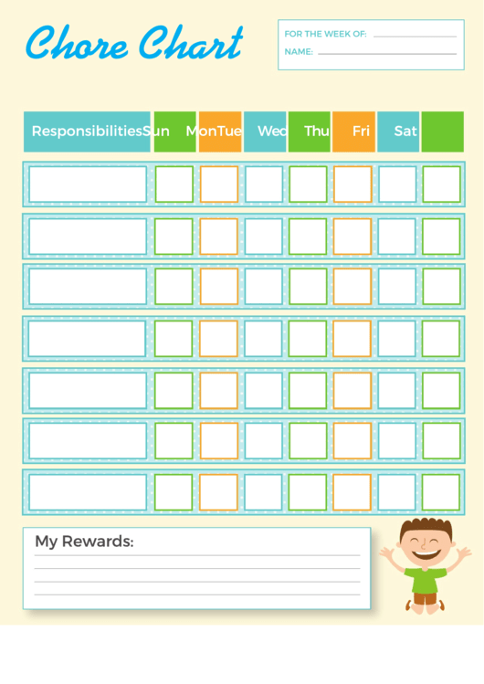 Weekly Chore Chart For Kids Printable pdf