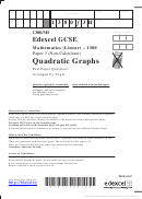 Edexcel Gcse Mathematics (Linear) - Quadratic Graphs Printable pdf
