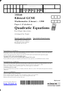 Edexcel Gcse Mathematics (linear) - Quadratic Equations