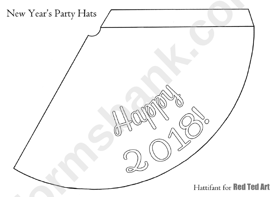 White Happy 2018 Party Hat Template