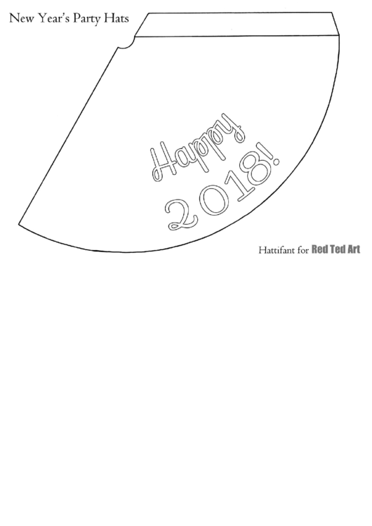 White Happy 2018 Party Hat Template Printable pdf