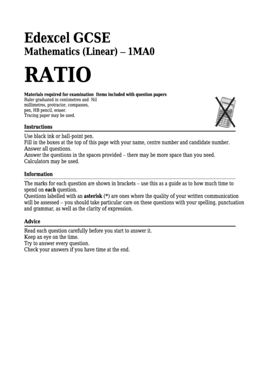 Ratio Mathematics (Linear) Worksheet Printable pdf