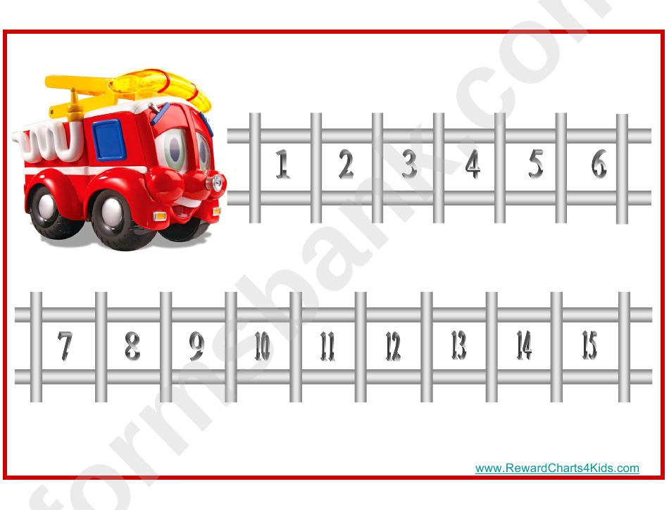 Fire Truck 15 Steps Reward Chart For Kids