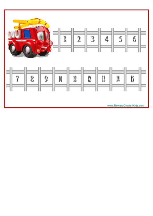 Fire Truck 15 Steps Reward Chart For Kids Printable pdf