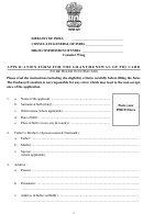 Application Form For The Grant/renewal Of Pio Card - Embassy Of India
