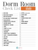 Dorm Room Study Checklist Template