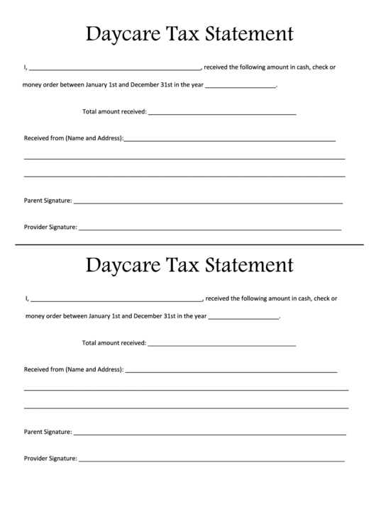 Daycare Tax Forms To Give To Parents