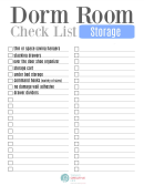 Dorm Room Storage Checklist Template