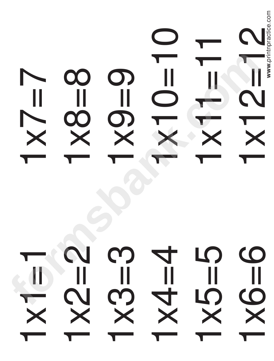 Multiplication Chart 1 X 12