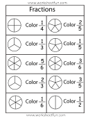 Fractions Circles Color Worksheet