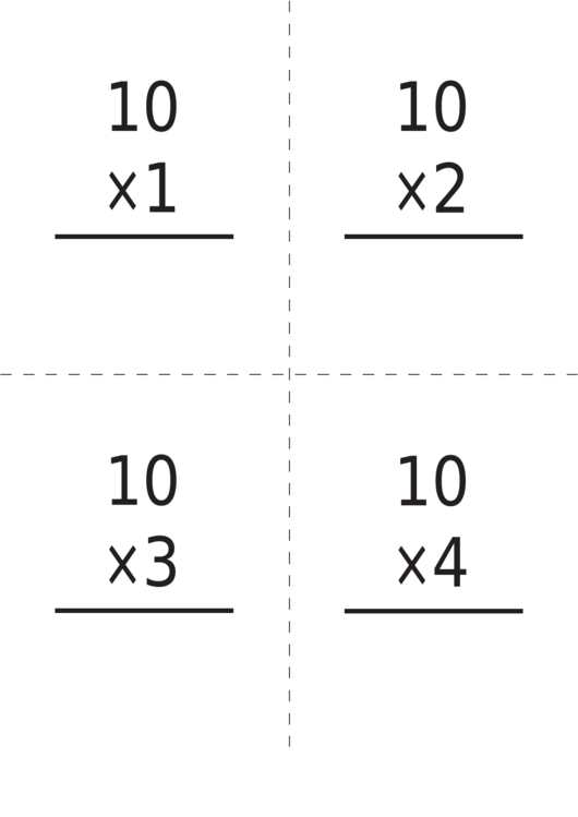 Multiplication Flash Cards Template 10 X 12 Printable pdf