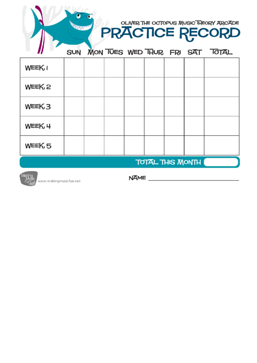 Oliver The Octopus Music Theory Arcade Practice Record Printable pdf