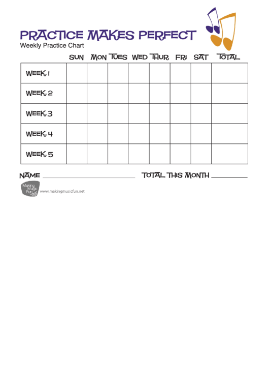 Weekly Music Practice Chart Printable pdf