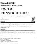Edexcel Gcse Mathematics (linear) - Loci & Constructions
