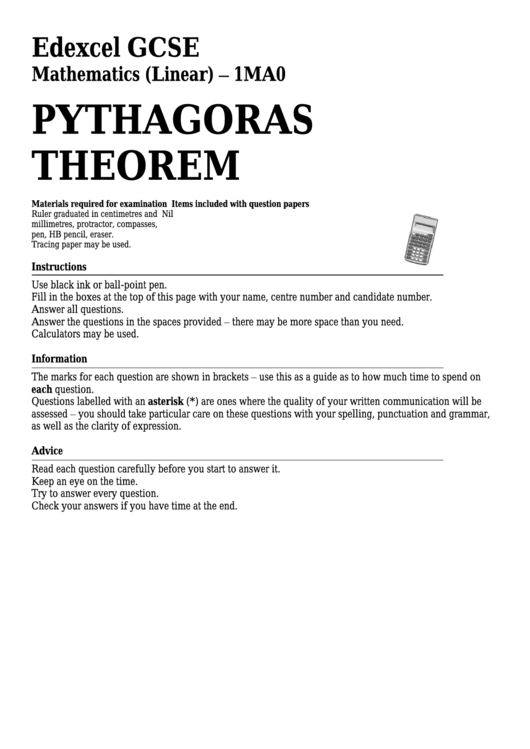 Pythagoras Theorem Worksheet Printable pdf