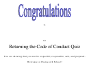 Certificate For New Student Returning The Code Of Conduct Quiz