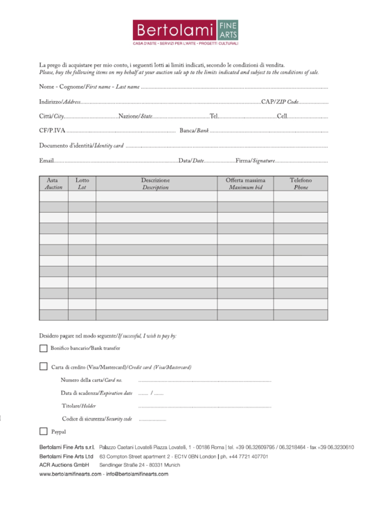 Bid Sheet Template (In Spanish) Printable pdf