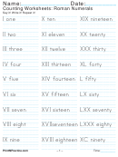 Roman Numerals Counting Worksheet