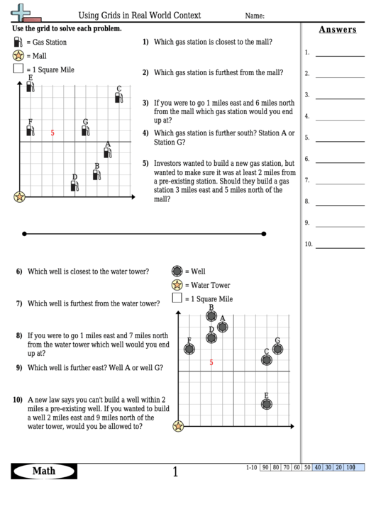 Using Grids In Real World Context Worksheet Template With Answer Key Printable pdf